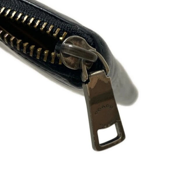 Auth COACH Modern water buffalo leather accordion wallet 74972 Black Leather - - Picture 4 of 9